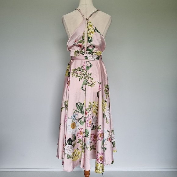 Sheike High Tea Multicolour Floral Cowl Neck Midi Dress with Belt Size 10 - Picture 5 of 9